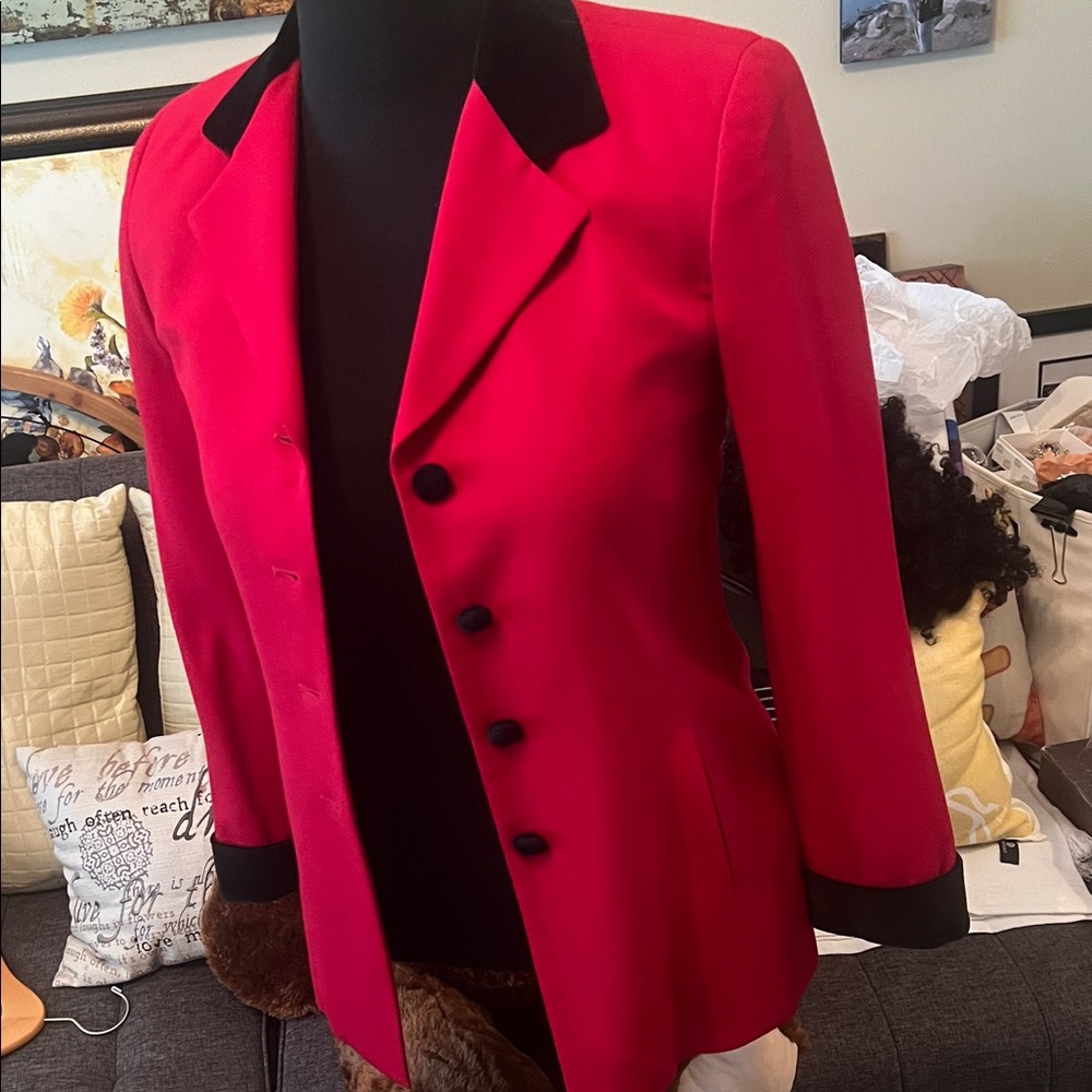 Women’s Red Blazer Jacket with Black Trim by Talbot’s